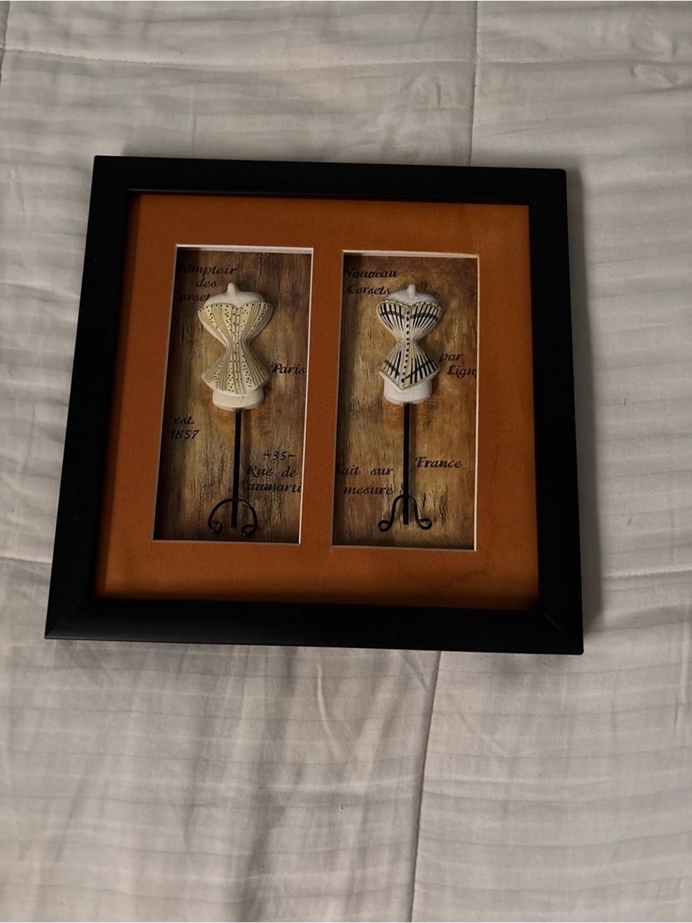 Dress Form Wall Art - Black Frame with Orange Mat - No Glass